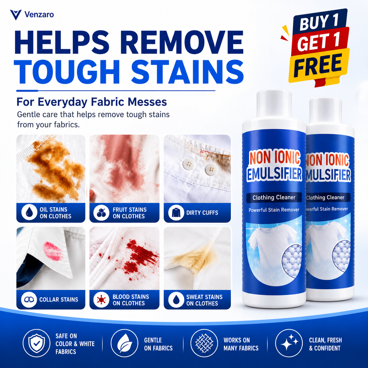 All-Purpose Clothing Stain Cleaner – Removes Coffee, Wine & Oil Stains in Seconds! BUY 1 GET 1 FREE