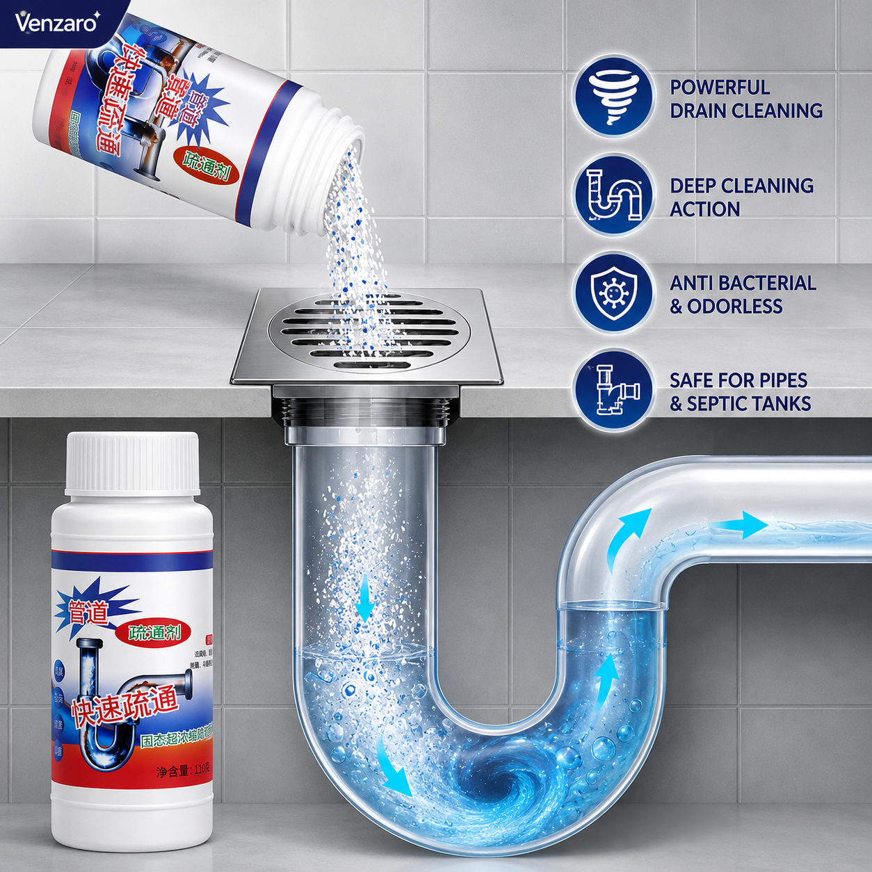 POWERFUL DRAIN & SINK CLEANER POWDER (PACK OF 4)