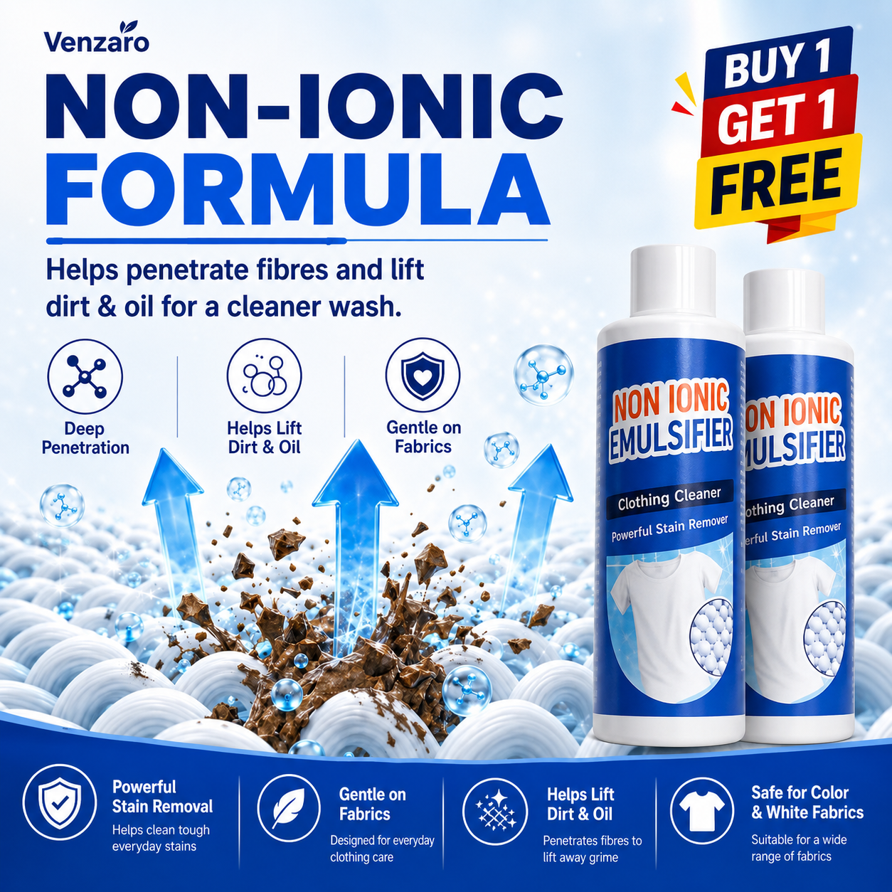 All-Purpose Clothing Stain Cleaner – Removes Coffee, Wine & Oil Stains in Seconds! BUY 1 GET 1 FREE