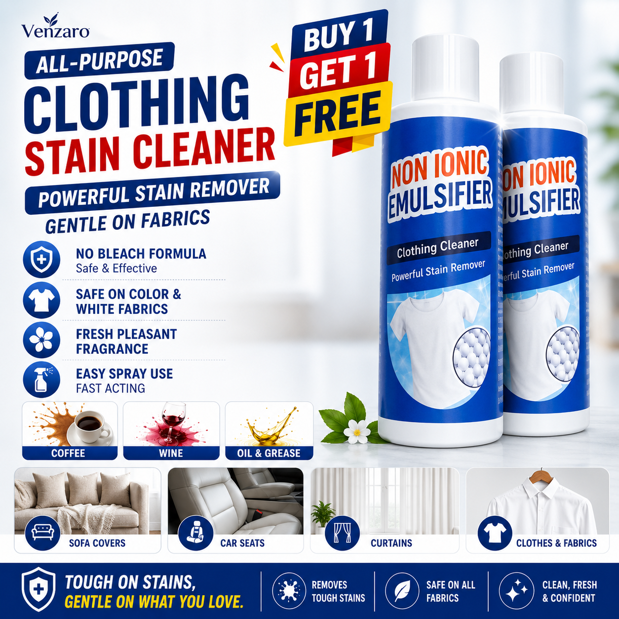 All-Purpose Clothing Stain Cleaner – Removes Coffee, Wine & Oil Stains in Seconds! BUY 1 GET 1 FREE