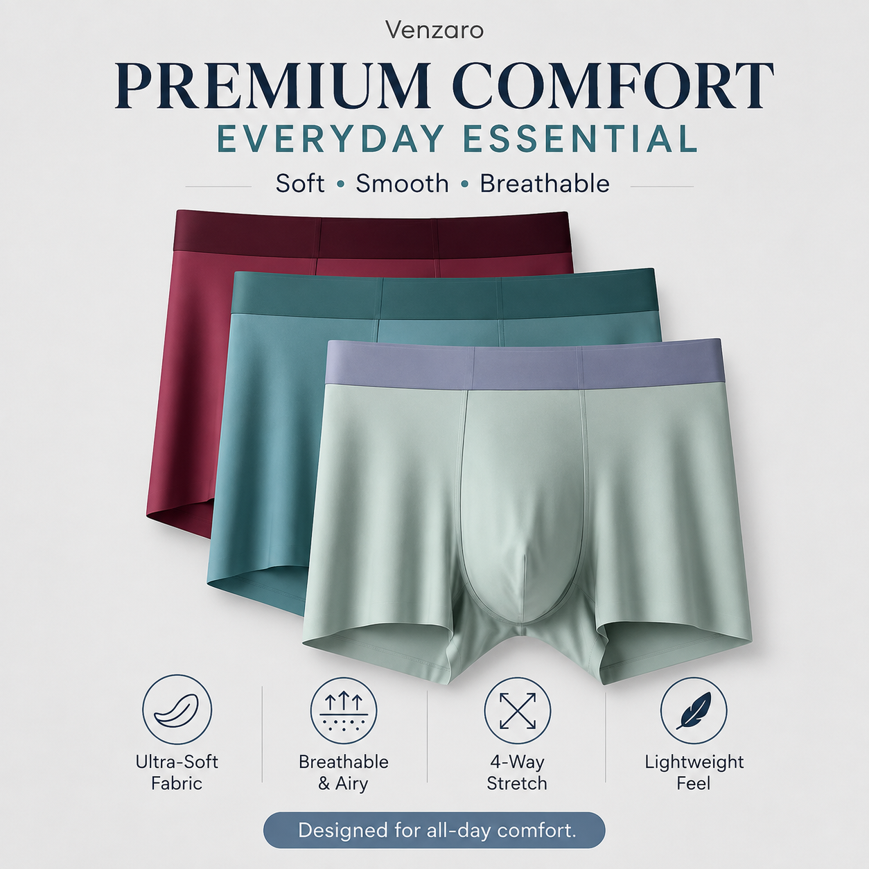 Men's Ultra Soft Ice Silk Lycra Material Comfortable Underwear | Light-Weight | Breathable | Anti-Bacterial